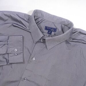 KS Signature Mens Dress Shirt Tall Fit Gray Button Down Long Sleeve Pocket Top